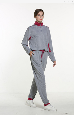 Polyester Spandex Grey Long Sleeve Pajama Set